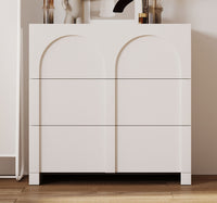 Modern Style Three-Drawer Chest Sideboard Cabinet Ample Storage Spaces for Living Room, Children's Room, Adult Room, Half Gloss White