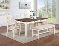 Classic Dining Room Furniture Rectangular Dining Table 1pc Dining Table Only White Rubberwood Walnut Acacia Veneer Table Top w Pull out Drawers