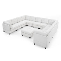 U shape Modular Sectional Sofa,DIY Combination,includes Seven Single Chair, Four Corner and One Ottoman,Ivory