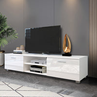 White TV Stand for 70 Inch TV Stands, Media Console Entertainment Center Television Table, 2 Storage Cabinet with Open Shelves for Living Room Bedroom