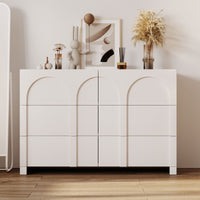 Modern Style Six-Drawer Dresser Sideboard Cabinet Ample Storage Spaces for Living Room, Children's Room, Adult Room, Half Gloss White