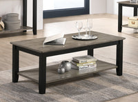 Coffee Table With Open Shelf In Dark Brown And Grey