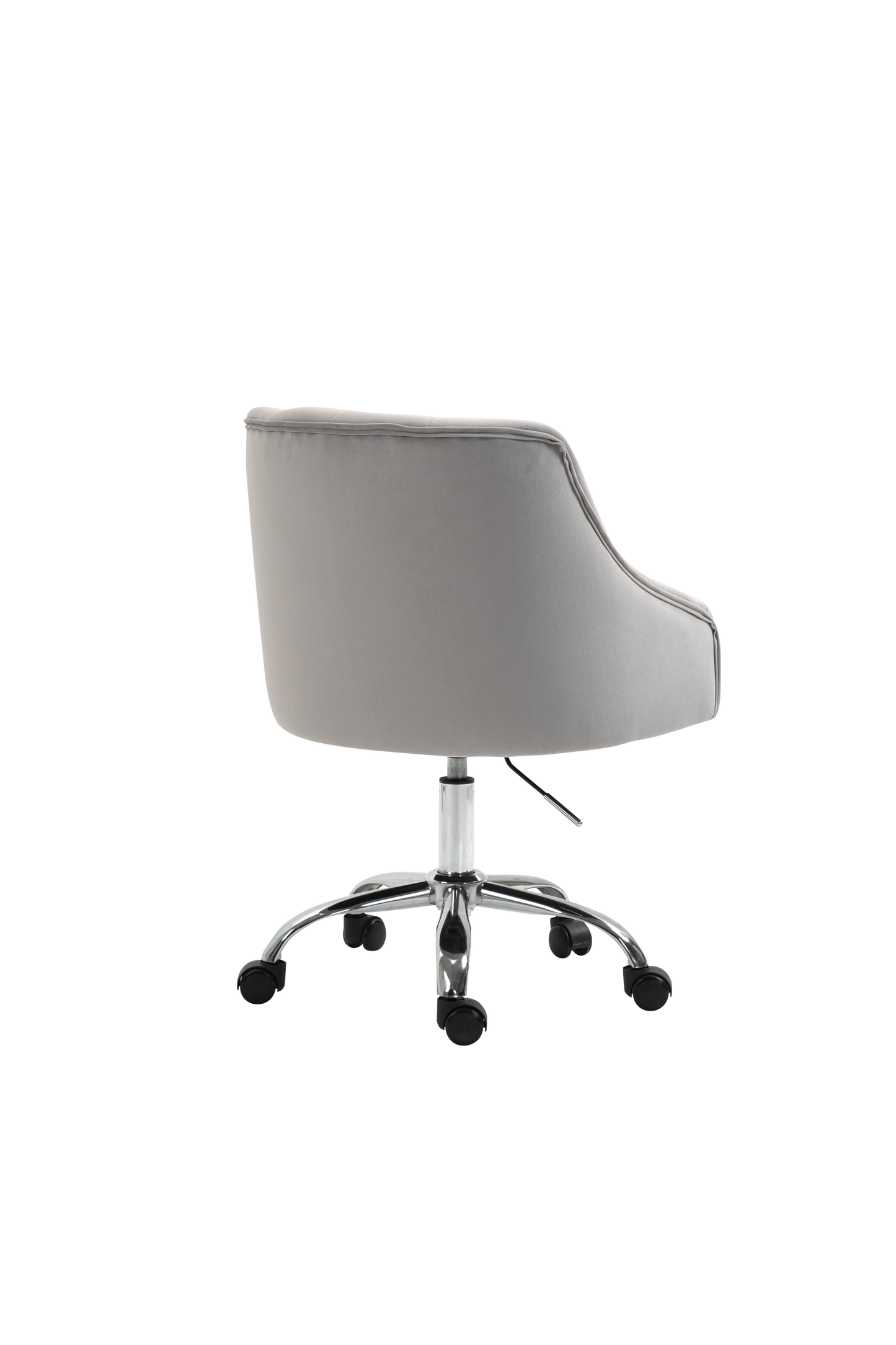 Velvet Office Swivel Chair, Vanity Chair, Fabric Desk Chair, Pretty Fancy Chair, Gold Office Chair for Girls, 360°Swivel Height Adjustable Reception Chair, Light Grey