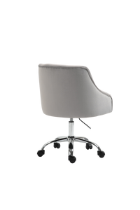 Velvet Office Swivel Chair, Vanity Chair, Fabric Desk Chair, Pretty Fancy Chair, Gold Office Chair for Girls, 360°Swivel Height Adjustable Reception Chair, Light Grey