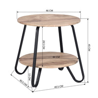 18.1 inches Small Round Coffee Table End Table 2 Tiers Side Nightstand with Storage Industry Rack Wood Table Accent Furniture for Living Room/Bed Room/Kitchen Room, Metal Frame Brown - OAK & BLACK