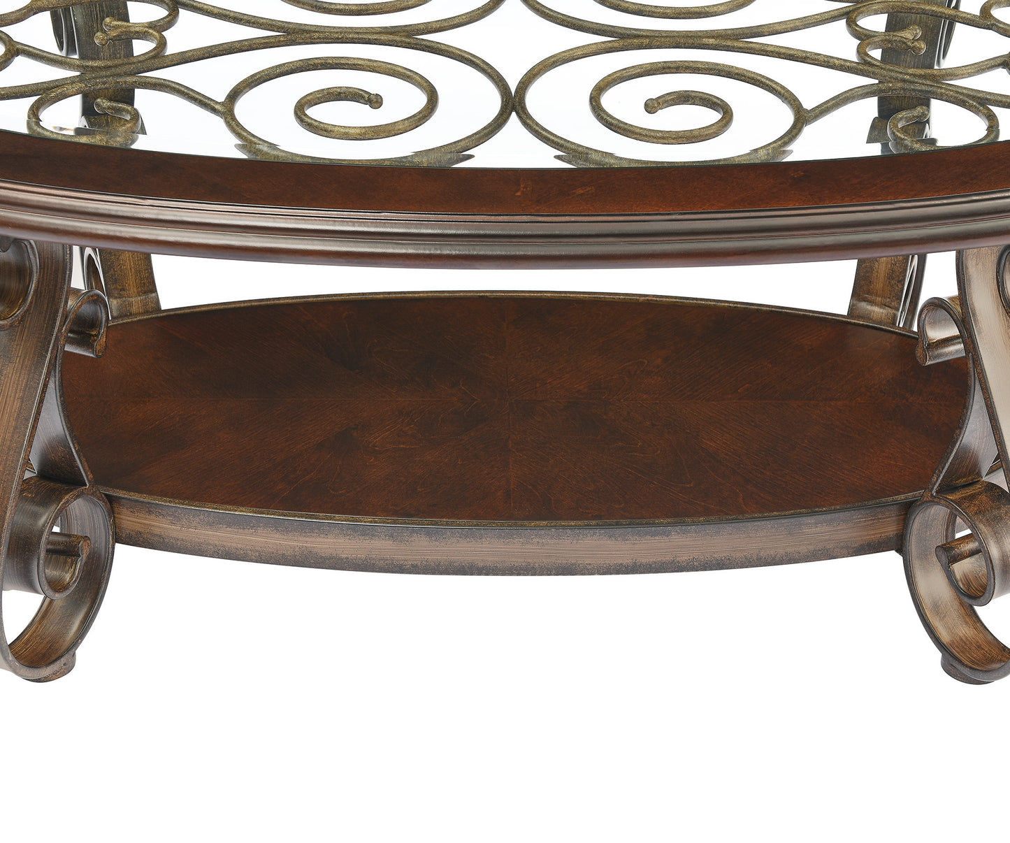 Coffee Table with Glass Table Top and Powder Coat Finish Metal Legs,Dark Brown (52.5"X28.5"X19.5")