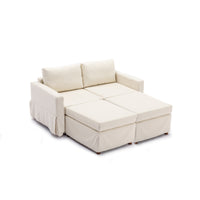 2 Seat Module Sectional Sofa Couch With 2 Ottoman,Seat Cushion and Back Cushion Removable and Washable,Cream