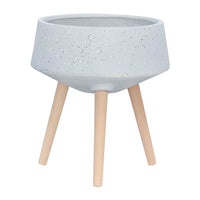 S/2 11/15" TERRAZZO PLANTER W/ WOOD LEGS,  GRAY