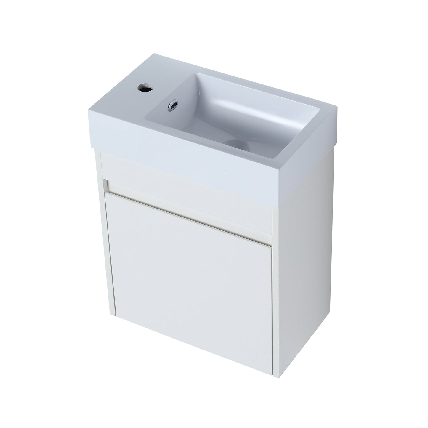 18'' Floating Wall-Mounted Bathroom Vanity with White Resin Sink & Soft-Close Cabinet Door