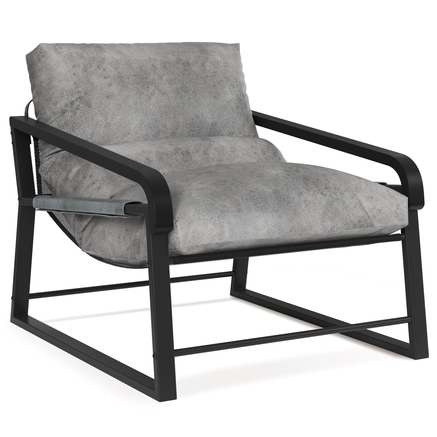 Modern Metal Frame Accent Chair, Comfy Armchair with Cushion, Lounge Sofa Chair for Living Room, Bedroom - Gray