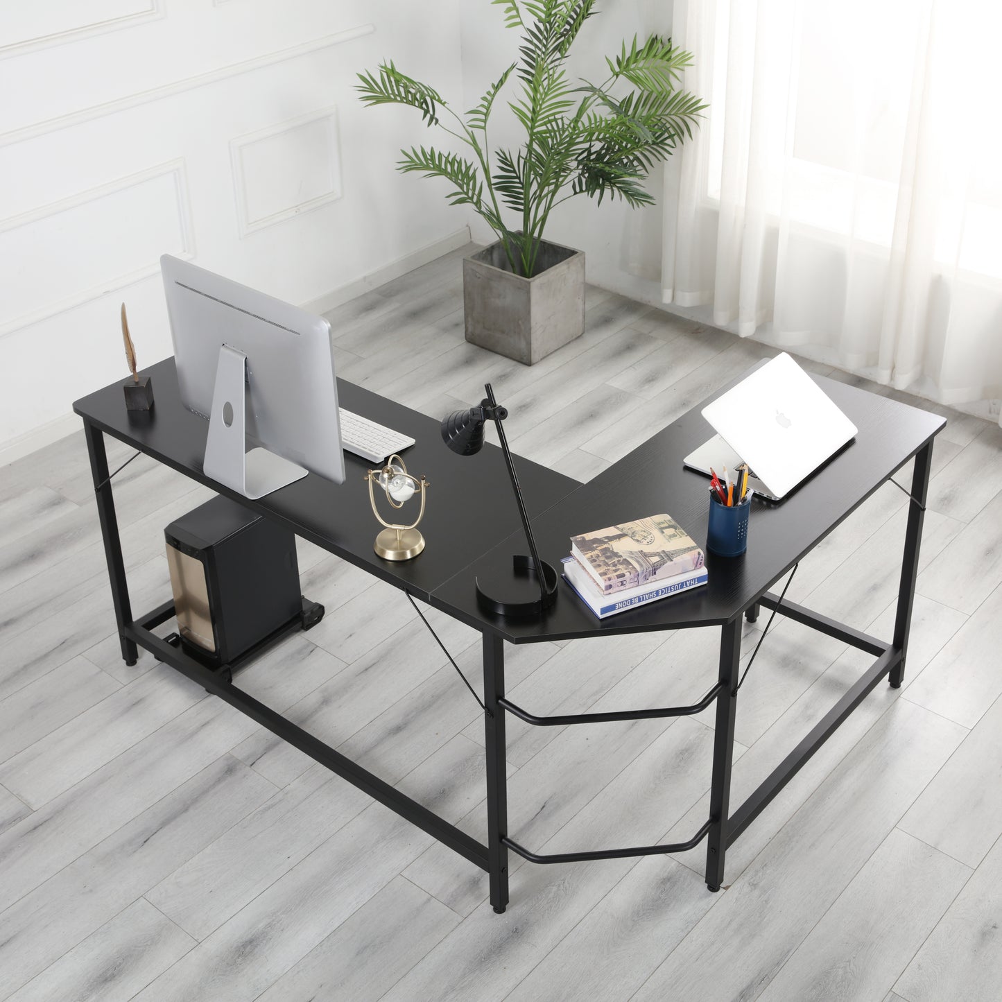 High quality safe and environmentally friendly office home school Black L-shaped corner desk