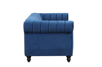 82.5" Modern Sofa Dutch Fluff Upholstered sofa with solid wood legs, buttoned tufted backrest,blue