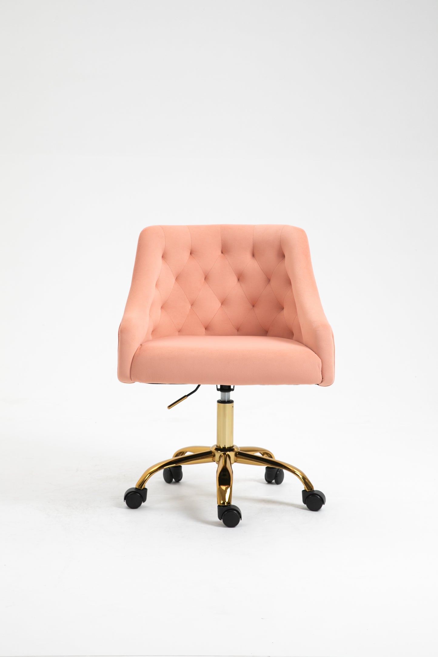 Velvet Fabric Pink Desk Chair for Home Office, Swivel Task Modern Design Chairs Bedroom Girls Women,