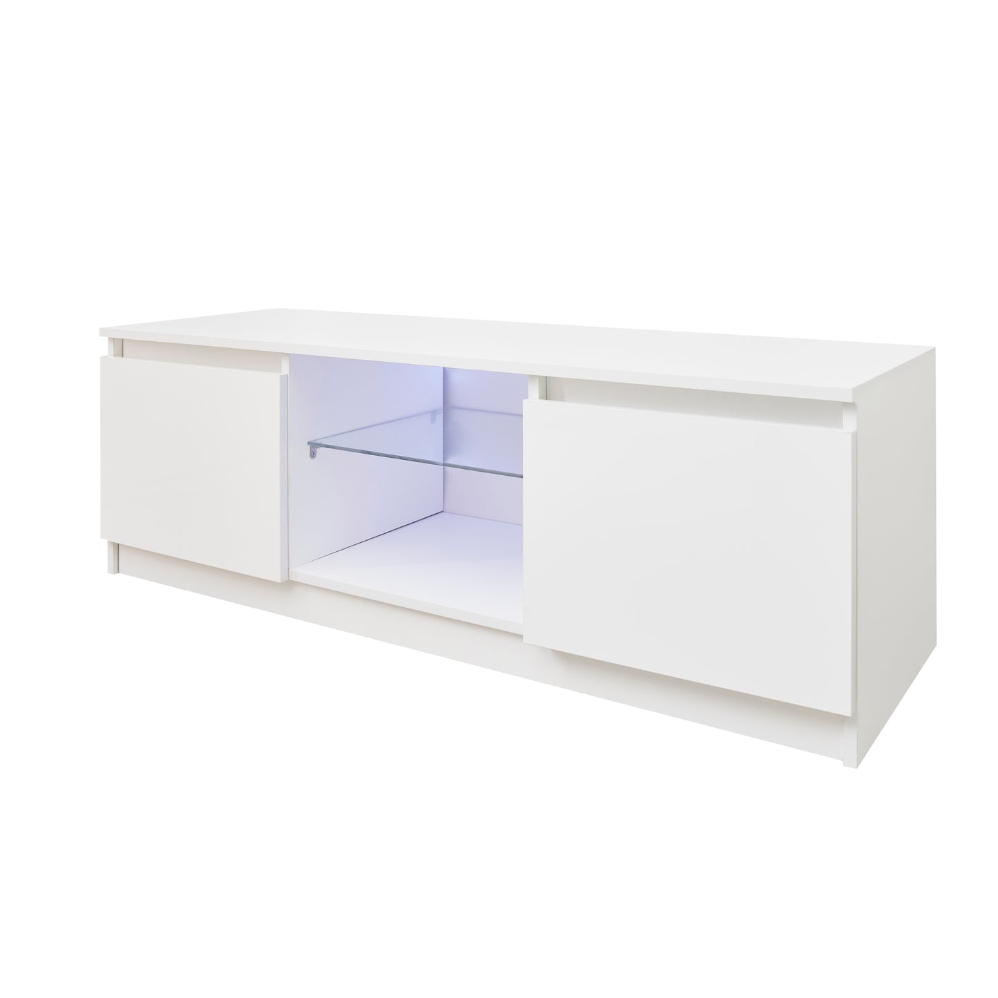 TV Cabinet Wholesale, White TV Stand with Lights, Modern LED TV Cabinet with Storage Drawers, Living Room Entertainment Center Media Console Table