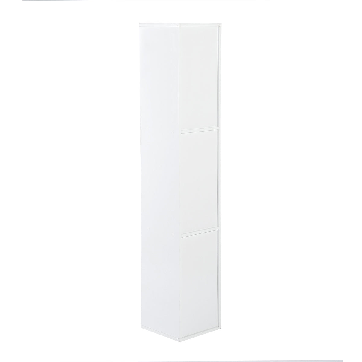 White Bathroom Storage Cabinet with Shelf Narrow Corner Organizer Floor Standing (H63 6 Shelves 2 Door)