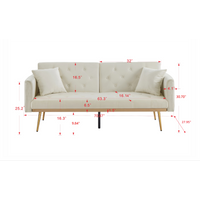 Convertible Futon Sofa Bed, Modern Reclining Futon Loveseat Couch with 2 Pillowa Sleeper Sofa for Dorm Room Living Room