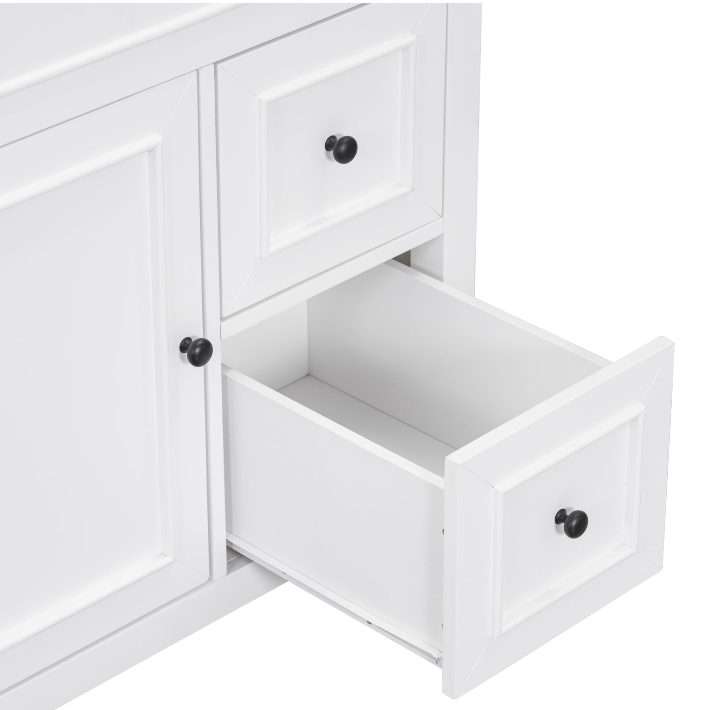 30" Bathroom Vanity with Sink Top, Bathroom Vanity Cabinet with Door and Two Drawers, Solid Wood Frame, One Package, White