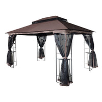 13x10 Outdoor Patio Gazebo Canopy Tent With Ventilated Double Roof And Mosquito net(Detachable Mesh Screen On All Sides),Suitable for Lawn, Garden, Backyard and Deck,Brown Top