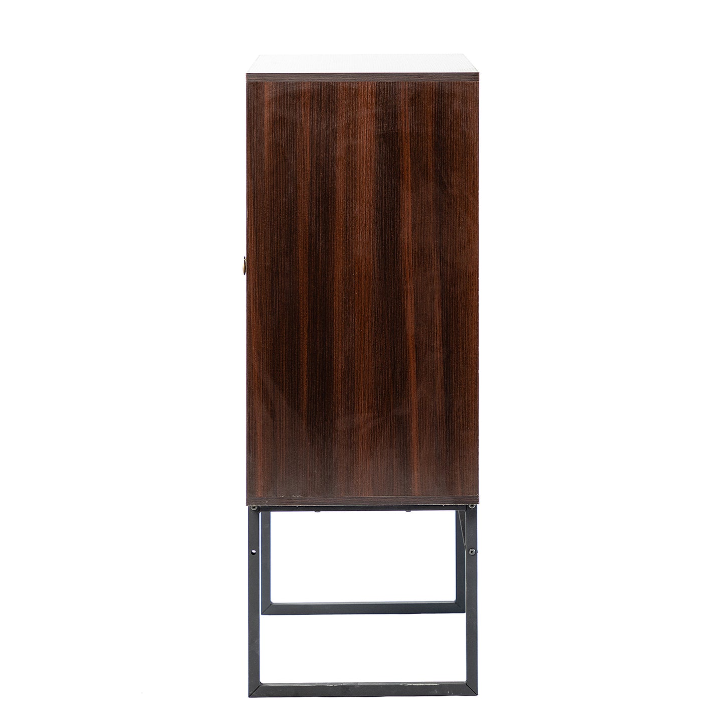 Epaphus 2-Door Accent Cabinet with interior shelves and Black Metal Base