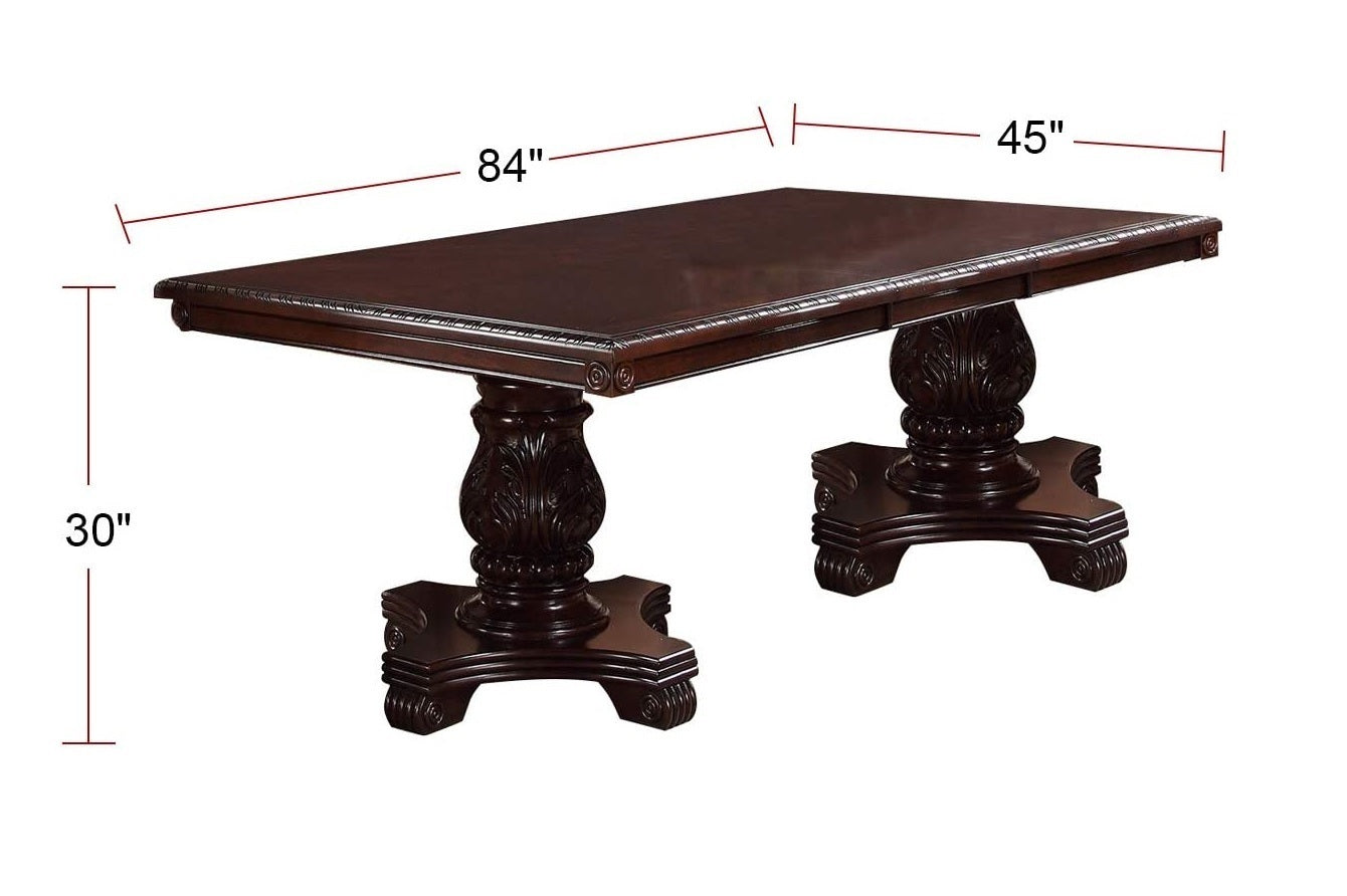 Majestic Royal Dining Room Table w Leaf 2x Arm Chairs And 6x Side Chairs Brown 9pc Set Rubberwood Dining Table Double Pedestal Base Rectangle Table