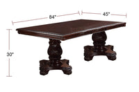 Formal Dining Room Table w Leaf 2x Arm Chairs And 6x Side Chairs Brown 9pc Set Dining Table Double Pedestal Base Royal Rectangle Table