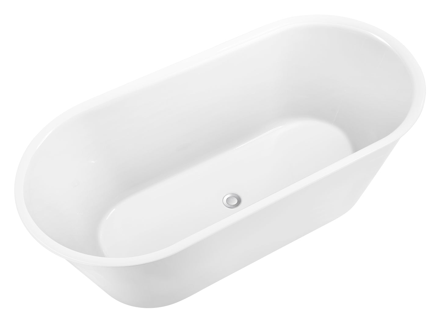 59" Acrylic Alcove Freestanding Soaking White Bathtub Oval-shaped