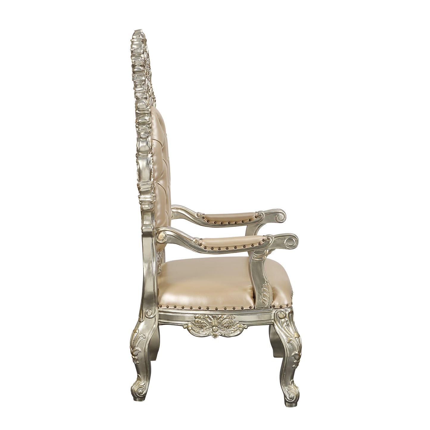 ACME Sorina ARM CHAIR (SET-2) PU & Antique Gold Finish DN01210