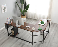 Modern Design L-Shaped Desk Corner Computer Desk PC laptop Computer Table Study Desk Home Office Wood & Metal Deep Rustic