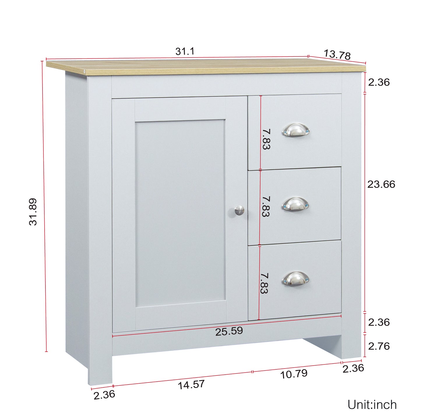 Kitchen Sideboard Cupboard ,  Light gray High Gloss Dining Room Buffet Storage Cabinet Hallway Living Room TV Stand Unit Display Cabinet with Drawer and 2 Doors