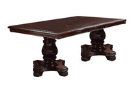 Formal Dining Room Table w Leaf 2x Arm Chairs And 6x Side Chairs Brown 9pc Set Dining Table Double Pedestal Base Royal Rectangle Table