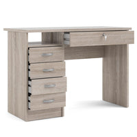 Modern Desk with 5 Storage Drawers for Living Room or Home Office, Truffle