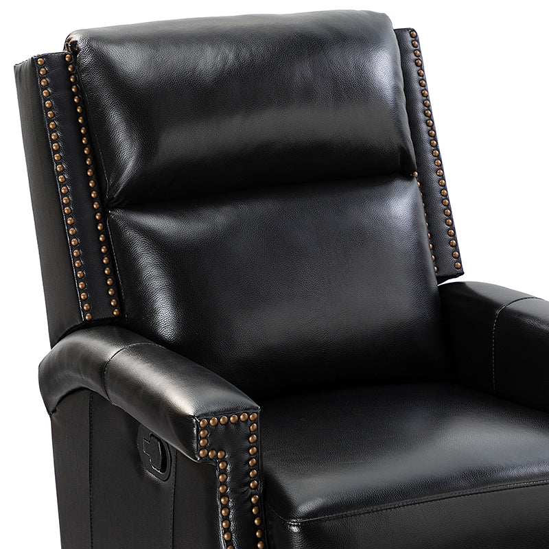 Louise Genuine Leather Swivel Rocker Recliner-BLACK