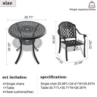 5-Piece Set Of Cast Aluminum Patio Furniture  With Black Frame and  Seat Cushions In Random Colors