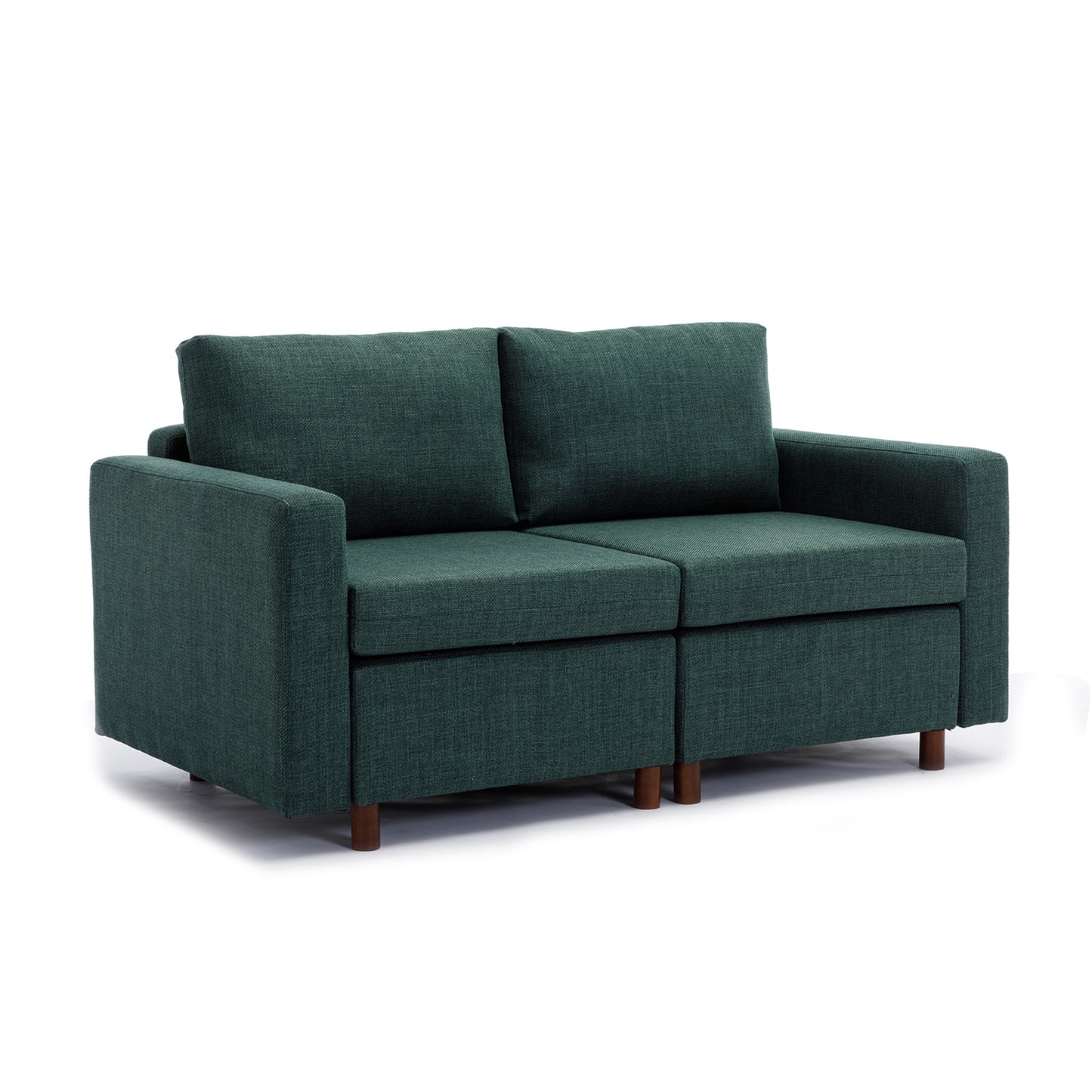 2 Seat Module Sectional Sofa Couch With 2 Ottoman for living room,Seat Cushion and Back Cushion Non-Removable and Non-Washable,Green