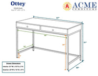 ACME Ottey Desk in White High Gloss & Gold 92540