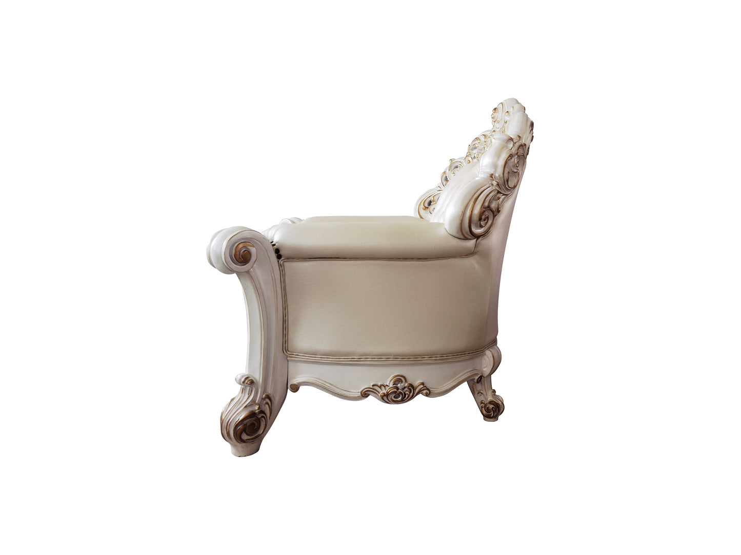 ACME Vendom Chair w/Pillow, Champagne PU & Antique Pearl Finsih LV01326