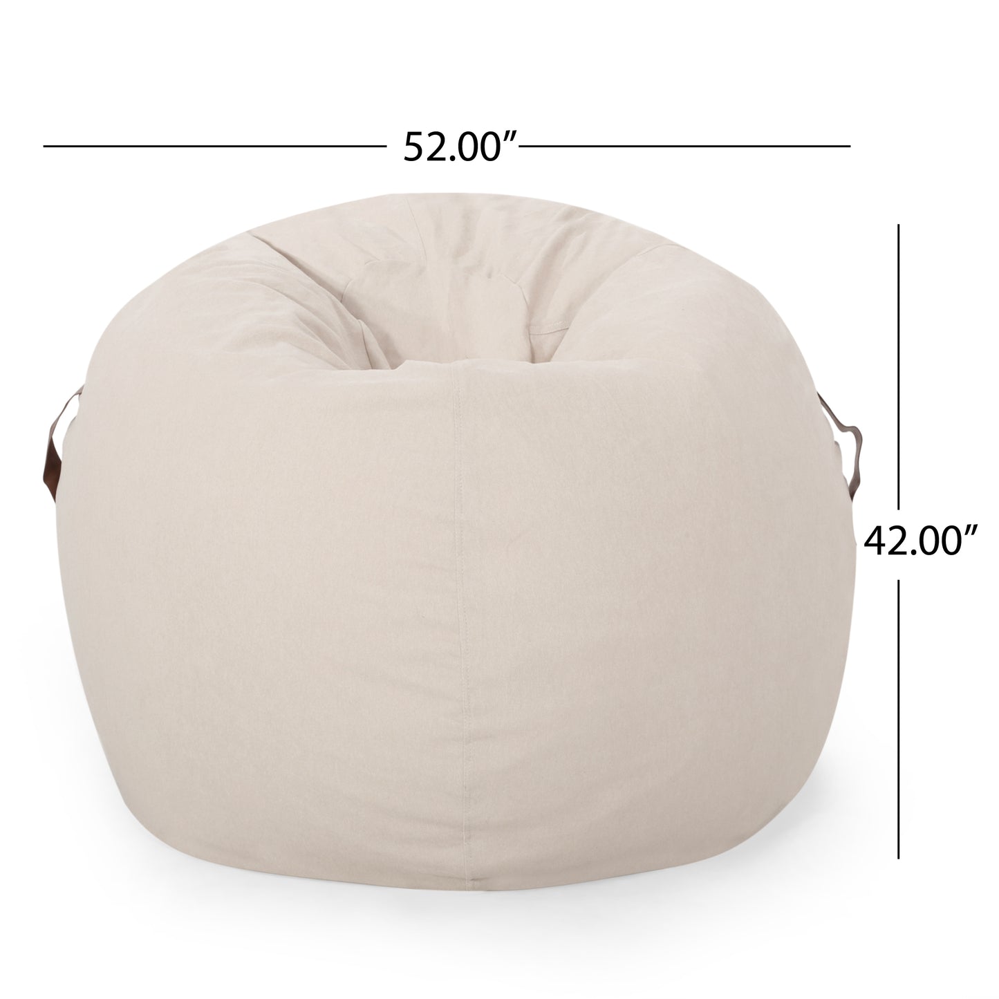 Avera Contemporary 5 Foot Bean Bag with Vinyl Straps, White and Autumn Tan