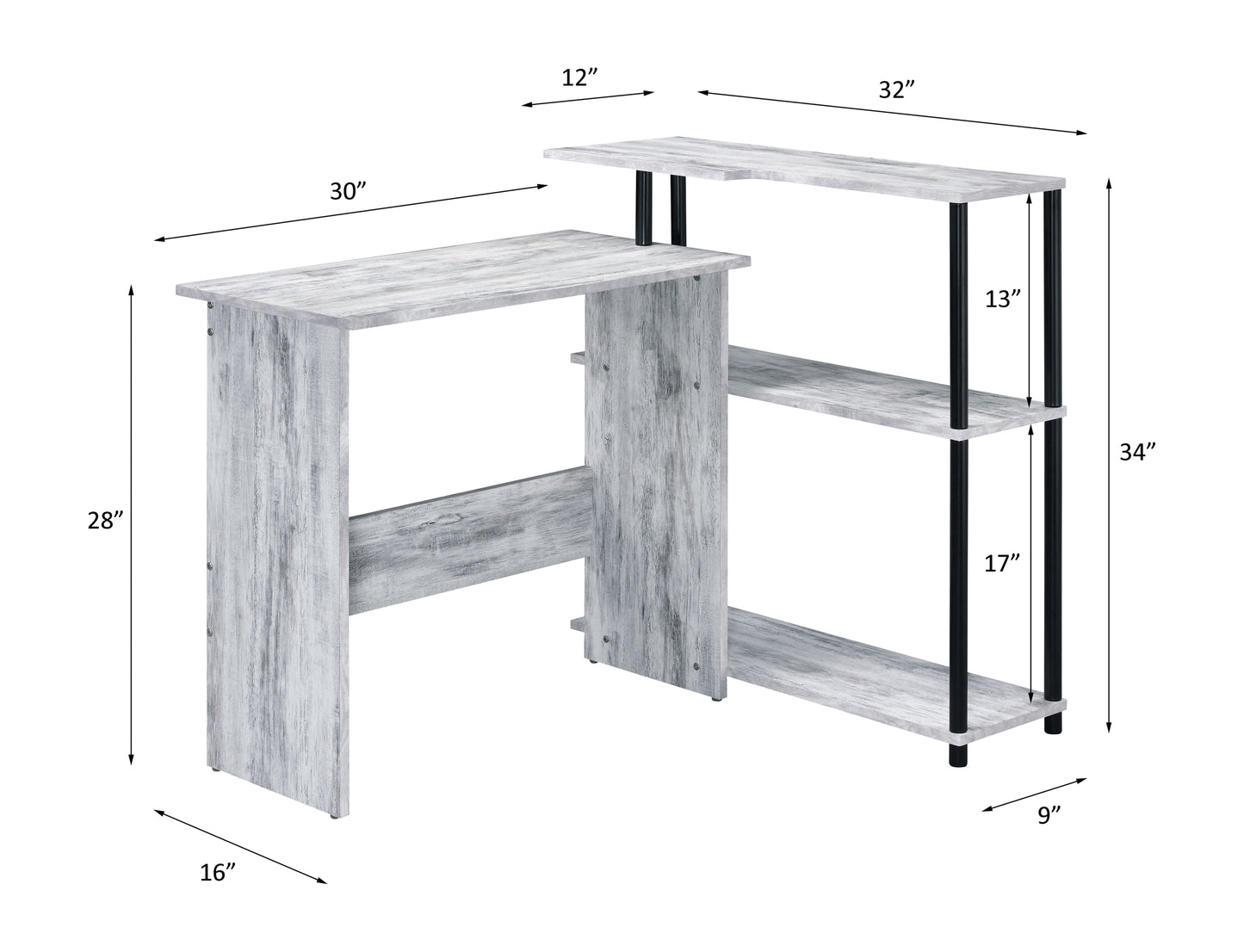 ACME Ievi Writing Desk, Antique White & Black Finish 92752