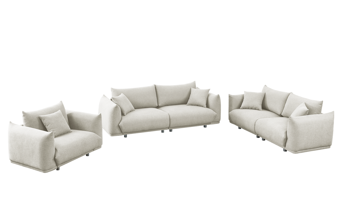 3-seater + 2-seater + 1-seater combination sofa Modern Couch for Living Room Sofa,Solid Wood Frame and Stable Metal Legs, 5 Pillows, Sofa Furniture for Apartment