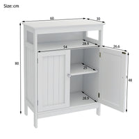 Bathroom standing storage with double shutter doors cabinet-White