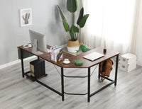 Modern Design L-Shaped Desk Corner Computer Desk PC laptop Computer Table Study Desk Home Office Wood & Metal Deep Rustic