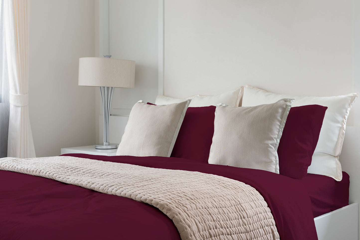 Luxurious Viscose from 100% Bamboo 2-Piece Pillowcase Set , Oeko-TEX Certified, Queen - Merlot