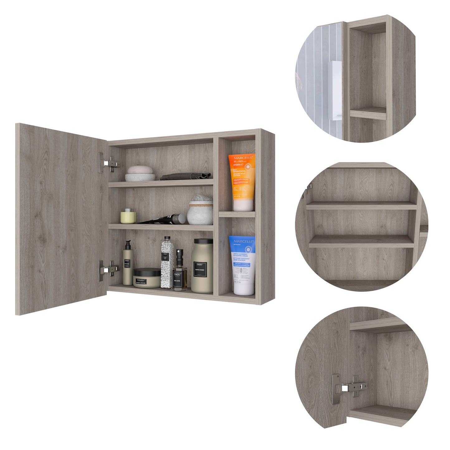 Wareham 2-Shelf Medicine Cabinet with Mirror Light Grey