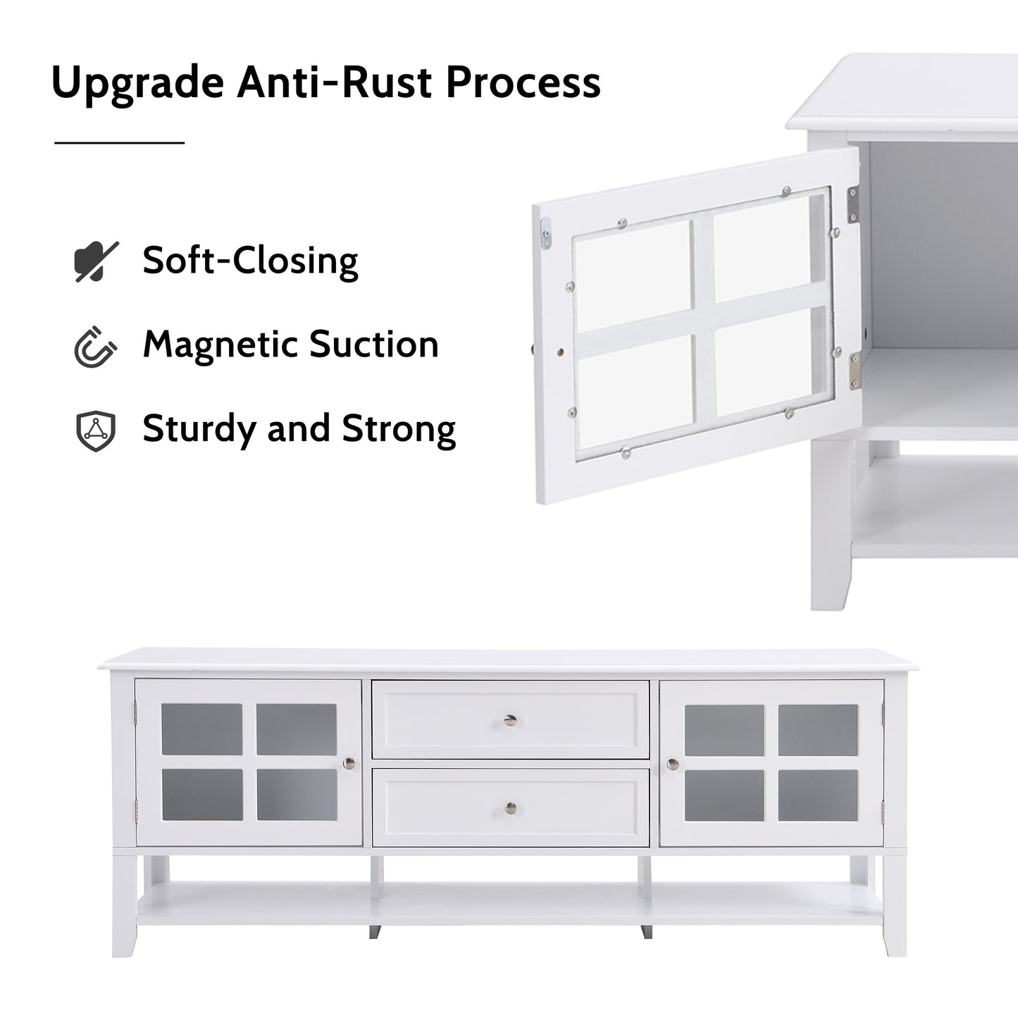 TV Stand for TVs up to 60'', Entertainment Center with Multifunctional Storage Space, TV Cabinet with Modern Design, Media Console for Living Room, Bedroom