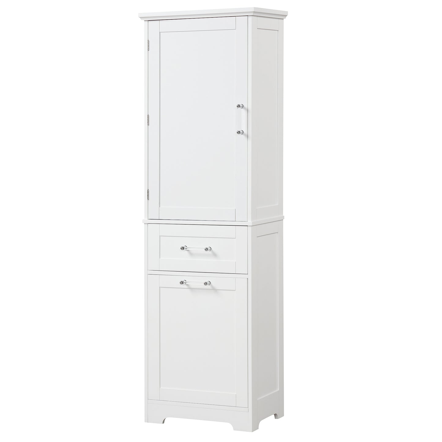 Tall Bathroom Storage Cabinet, Freestanding Storage Cabinet with Two Different Size Drawers and Adjustable Shelf, MDF Board with Painted Finish, White