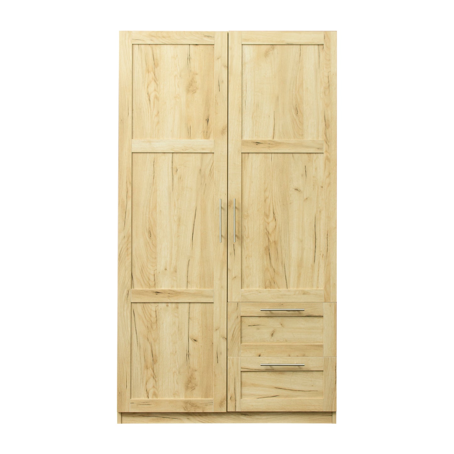 High wardrobe and kitchen cabinet with 2 doors, 2 drawers and 5 storage spaces,Oak