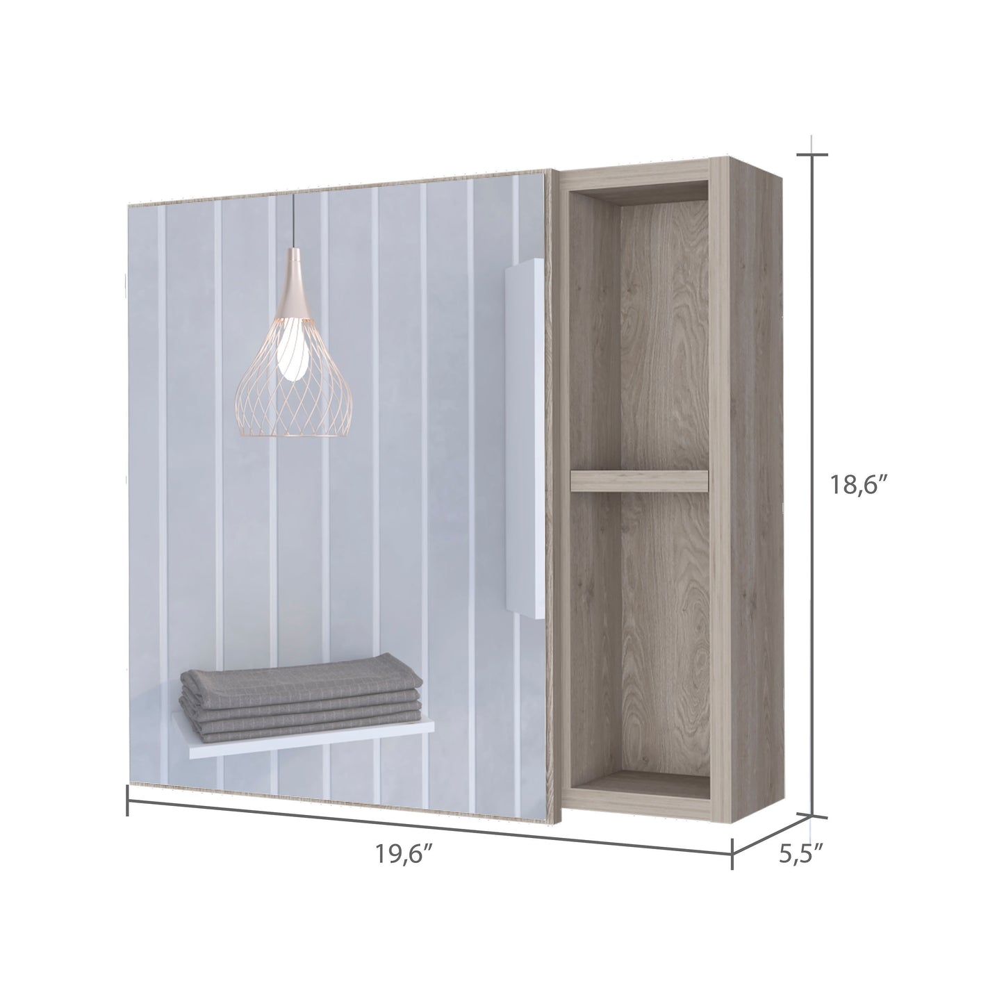 Wareham 2-Shelf Medicine Cabinet with Mirror Light Grey