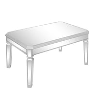 ON-TREND Contemporary Mirrored 3-Piece Coffee table and End Tables Set, Easy Assembly Cocktail Table with Adjustable Height Legs, Moderate Luxury Center Table for Living Room, Silver