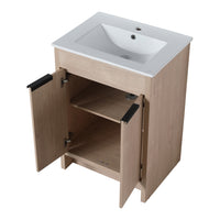 Freestanding Bathroom Vanity with White Ceramic Sink & 2 Soft-Close Cabinet Doors ((KD-PACKING),BVB02424PLO-G-BL9060B),W1286S00015