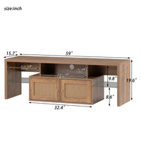 TV Stand,Two doors of TV cabinet,Adjustable 2 clear wave laminates,LED light with adjustable color,For TV cabinet size up to 60 inches,yellow